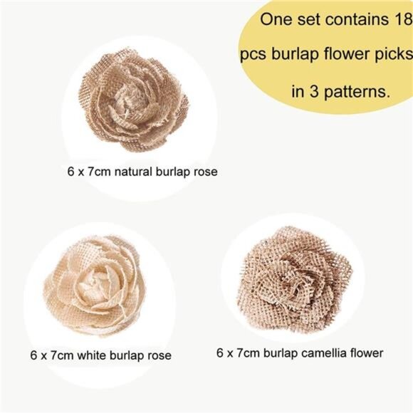 Natural Burlap Flowers Assorted Handmade Burlap Rose for Wedding - Picture 4 of 8